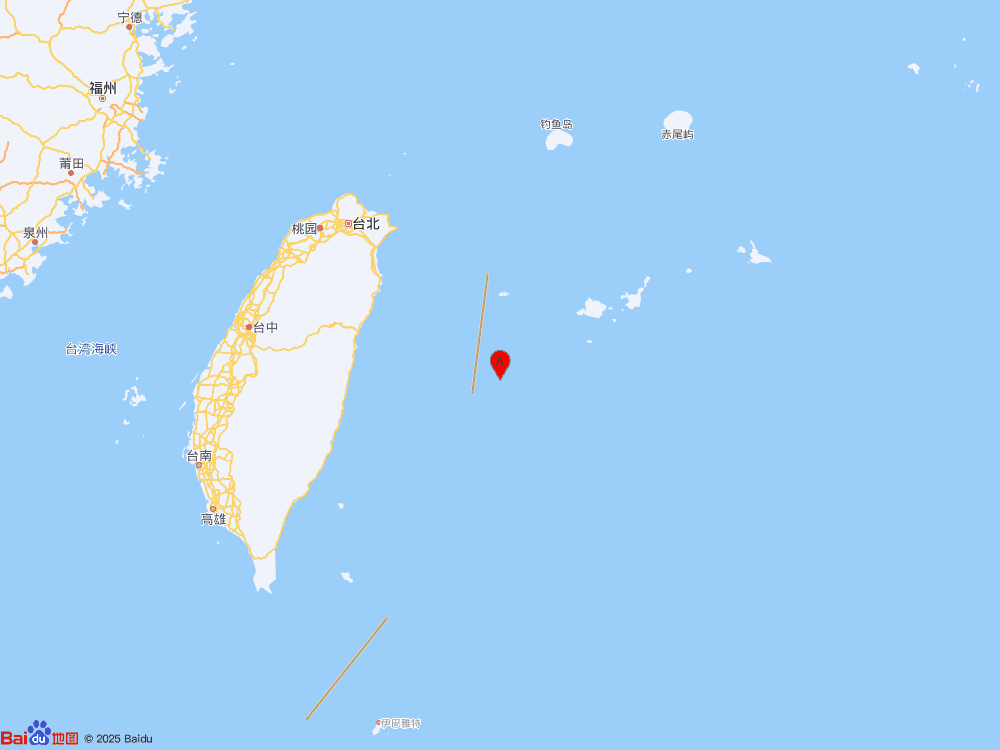 台湾以东海域（北纬23.77度，东经122.96度）发生5.5级地震